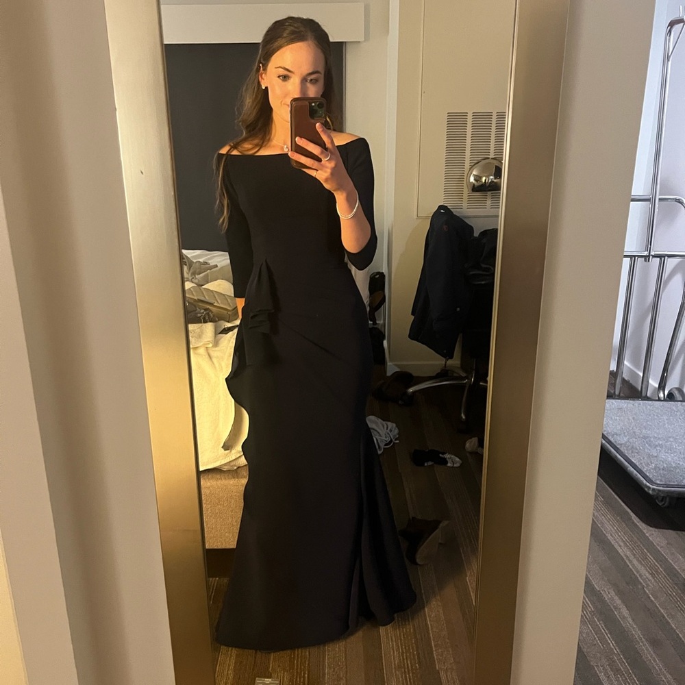 JOVANI 00446 OFF SHOULDER DRAPE CREPE MERMAID DRESS - Picture 4 of 4